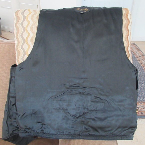 Scully Leather Harley Davidson Patch Men Vest X Large Pockets Fully Lined Black - Picture 8 of 15